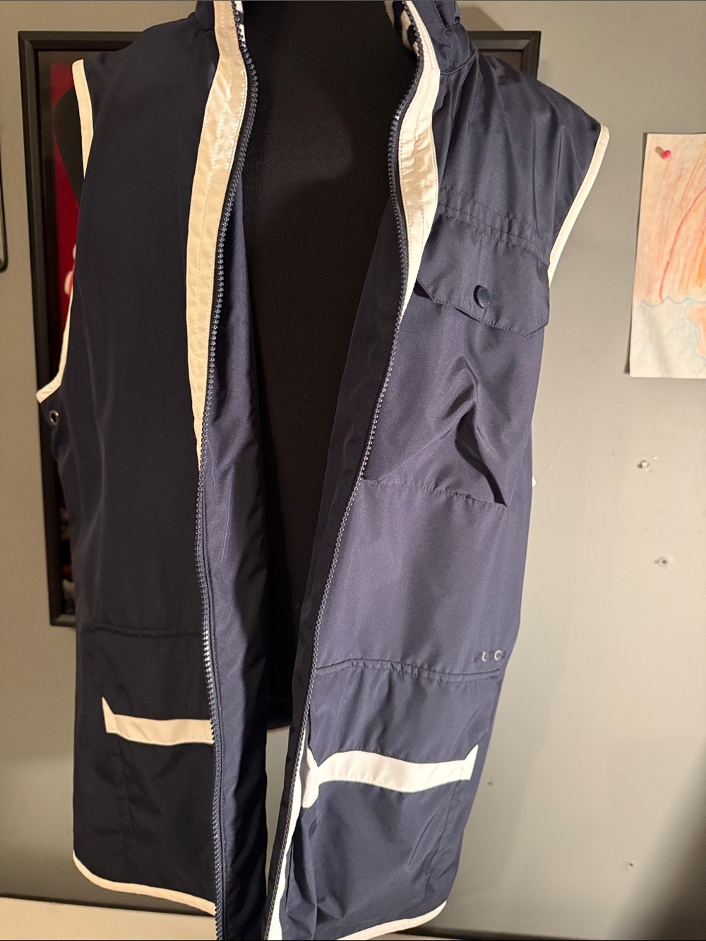 Nautica Navy Blue Vest with White Trim- men’s XXL.